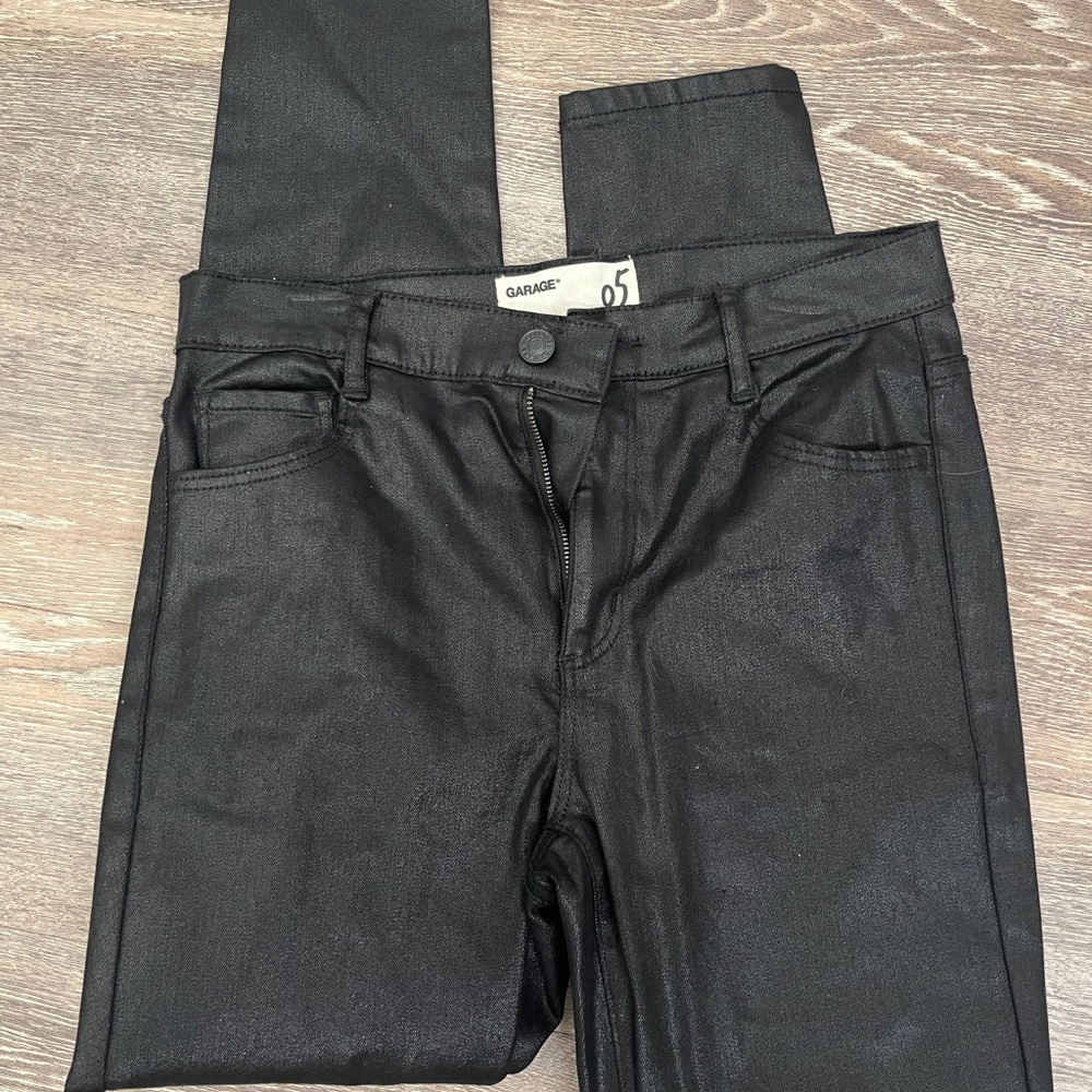 Garage Shiny Black Denim Pants